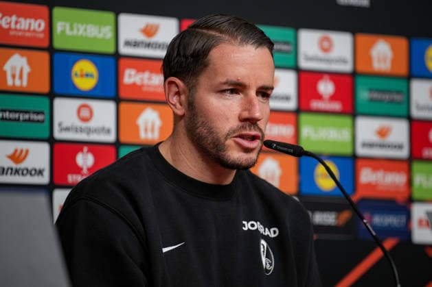 Soccer, Bundesliga, Men, Freiburg Europa Park Stadion, Sport, Europa Park Stadion, Press Conference, Europa League match, Maccabi Tel aviv, Christian Guenter SC Freiburg, 30 Freiburg Europa Park Stadion Baden Württemberg Germany Copyright: xFINLEYxMÖRCHx