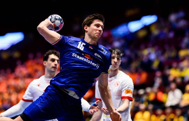 260121 Lars Kooij of the Netherlands during the EHF European Handball Championship preliminary round match between the Netherlands and Georgia on January 21, 2026 in Malmö Photo Petter Arvidson BILDBYRAN kod PA PA1129 handball handball handball handballs em 2026 nederländerna netherlands georgien ehf european handball championship georgia bbeng  Copyright: PETTERxARVIDSON BB260121PA114