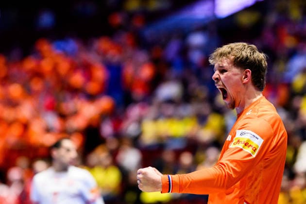 260121 Goalkeeper Jorick Pol of the Netherlands celebrates during the EHF European Handball Championship preliminary round match between the Netherlands and Georgia on January 21, 2026 in Malmö. Photo: Petter Arvidson BILDBYRAN kod PA PA1129 handball handboll handball handbolls-em 2026 nederländerna netherlands georgien ehf european handball championship georgia bbeng jubel celebrates *** 260121 Goalkeeper Jorick Pol of the Netherlands celebrates during the EHF European Handball Championship preliminary round match between the Netherlands and Georgia on January 21, 2026 in Malmö Photo Petter Arvidson BILDBYRAN kod PA PA1129 handball handboll handball handbolls em 2026 nederländerna netherlands georgien ehf european handball championship georgia bbeng jubel celebrates  Copyright: PETTERxARVIDSON BB260121PA127