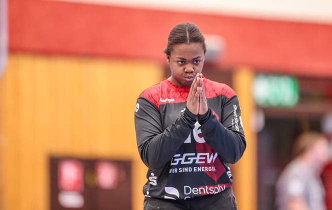 GER, Bensheim, HSG Bensheim Auerbach Flames vs Vfl Oldenburg, Alsco Handball Bundesliga Frauen, Handball, DHB, Spielzeit 2025 2026, Weststadthalle Bensheim, 14 Spieltag im Bild Disappointment at Vanessa Fehr HSG Bensheim Auerbach Flames Frauen 16 DFB DFL REGULATIONS PROHIBIT ANY USE OF PHOTOGRAPHS AS IMAGE SEQUENCES AND OR QUASI VIDEO, 21 01 2026 Copyright: HMBxMedia HendrikxHamelau