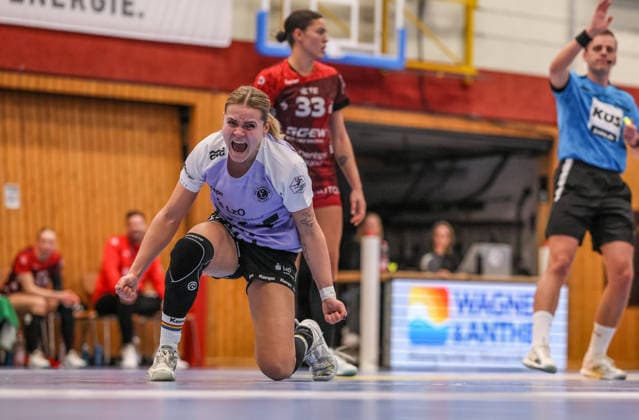 GER, Bensheim, HSG Bensheim Auerbach Flames vs Vfl Oldenburg, Alsco Handball Bundesliga Frauen, Handball, DHB, Spielzeit 2025 2026, Weststadthalle Bensheim, 14 Spieltag im Bild Joanna Granicka VfL Oldenburg Handball 21 , Tor und Jubel gegen HSG Bensheim Auerbach Flames DFB DFL REGULATIONS PROHIBIT ANY USE OF PHOTOGRAPHS AS IMAGE SEQUENCES AND OR QUASI VIDEO, 21 01 2026 Copyright: HMBxMedia HendrikxHamelau