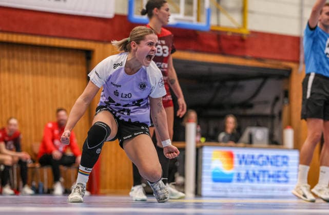 GER, Bensheim, HSG Bensheim Auerbach Flames vs Vfl Oldenburg, Alsco Handball Bundesliga Frauen, Handball, DHB, Spielzeit 2025 2026, Weststadthalle Bensheim, 14 Spieltag im Bild Joanna Granicka VfL Oldenburg Handball 21 , Tor und Jubel gegen HSG Bensheim Auerbach Flames DFB DFL REGULATIONS PROHIBIT ANY USE OF PHOTOGRAPHS AS IMAGE SEQUENCES AND OR QUASI VIDEO, 21 01 2026 Copyright: HMBxMedia HendrikxHamelau