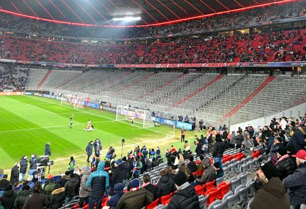 21 01 2026, Football UEFA Championsleague 2025 2026 Preliminary Round 7 Matchday, FC Bayern Munich Union Saint Gilloise, in the Allianz Arena Munich The South Curve remains empty today due to a penalty from UEFA DFL and DFB regulations prohibit any use of photographs as image sequences and or quasi video