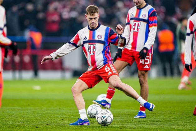 2026-01-21 FC Bayern München v R. Union Saint-Gilloise - UEFA Champions League 2025 26 League Phase MD7 MUNICH, GERMANY - JANUARY 21: Joshua Kimmich of FC Bayern M++nchen makes a pass during the UEFA Champions League 2025 26 League Phase MD7 match between FC Bayern M++nchen and R. Union Saint-Gilloise at Football Arena Munich on January 21, 2026 in Munich, Germany. Munich Football Arena Munich Germany Content not available for redistribution in The Netherlands directly or indirectly through any third parties. Copyright: xAndrexWeeningx