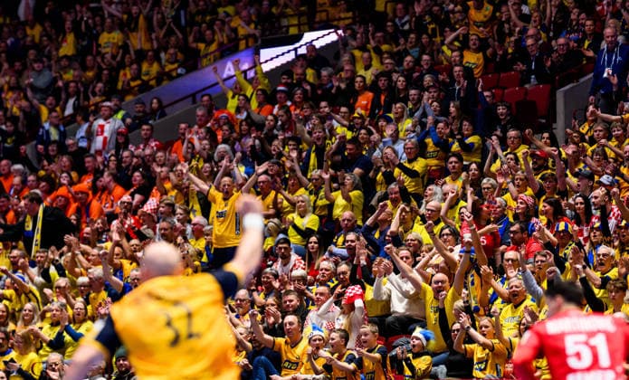 260121 Audience during the EHF European Handball Championship preliminary round match between Sweden and Croatia on January 21, 2026 in Malmö Photo Petter Arvidson BILDBYRAN kod PA PA1130 handball handboll handball handbolls em 2026 sverige sweden croatia kroatien ehf european handball championship sverige bbeng grappa33 publik sverige sweden  Copyright: PETTERxARVIDSON BB260121PA156