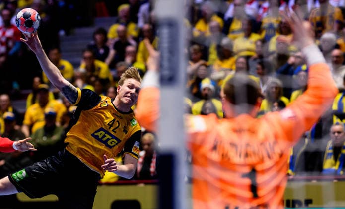 260121 Eric Johansson of Sweden during the EHF European Handball Championship preliminary round match between Sweden and Croatia on January 21, 2026 in Malmö Photo Petter Arvidson BILDBYRAN kod PA PA1130 handball handball handball handballs em 2026 sverige sweden croatia kroatien ehf european handball championship sverige bbeng grappa33 sverige sweden  Copyright: PETTERxARVIDSON BB260121PA159