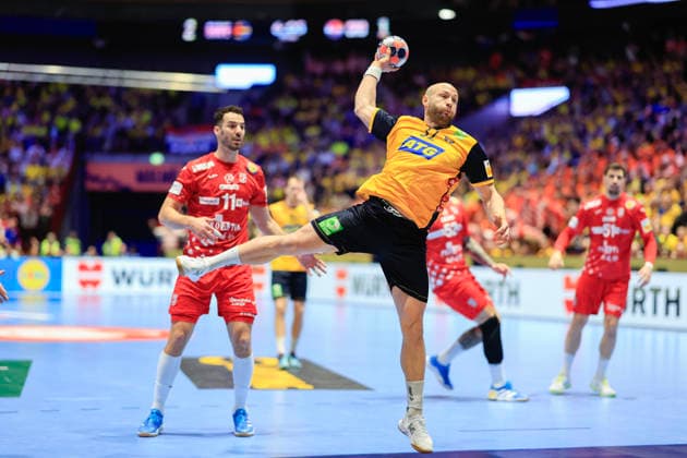 MALMÖ, SWEDEN 20260121 Swedens Oscar Bergendahl charges for a shot during the European Handball Championship Group E match between Sweden and Croatia in Malmö Arena, Malmö, Sweden, January 21, 2026 MALMÖ SWEDEN x10600x  Copyright: xAndreasxHillergren TTx HANDBOLLS-EM 2026 SVERIGE-KROATIEN
