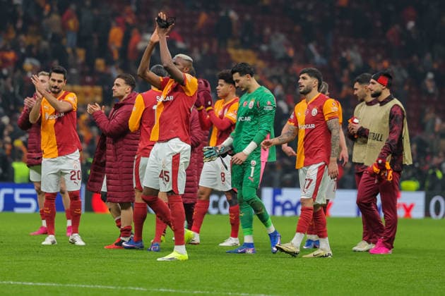 2026-01-21 Galatasaray SK v Atletico de Madrid - UEFA Champions League 2025 26 League Phase MD7 ISTANBUL, TURKEY - JANUARY 21: Victor Osimhen of Galatasaray SK, Ilkay Gundogan of Galatasaray SK, Leroy Sane of Galatasaray SK, Gabriel Sara of Galatasaray SK during the UEFA Champions League 2025 26 League Phase MD7 match between Galatasaray SK and Atletico de Madrid at Rams Park Stadium on January 21, 2026 in Istanbul, Turkey. (Photo by BSR Agency) Istanbul Turkey Content not available for redistribution in The Netherlands directly or indirectly through any third parties. Copyright: xBSRxAgencyx