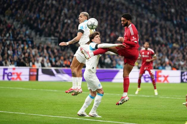 Joe Gomez of Liverpool heads wide Marseille v Liverpool, UEFA Champions League, Group Stage, Football, Orange Velodrome, Marseille, France - 21 Jan 2026Marseille Orange Vélodrome France EDITORIAL USE ONLY No use with unauthorised audio, video, data, fixture lists, club league logos or live services. Online in-match use limited to 120 images, no video emulation. No use in betting, games or single club league player publications. Copyright: xDavexWinter Shutterstockx 16348361aq