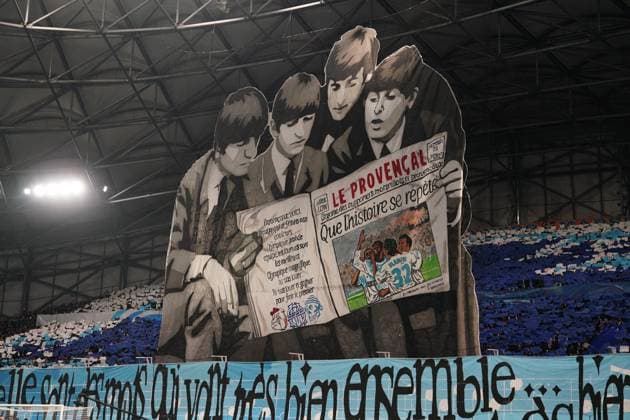 Marseille fans with a Beatles related tifo Marseille v Liverpool, UEFA Champions League, Group Stage, Football, Orange Velodrome, Marseille, France - 21 Jan 2026Marseille Orange Vélodrome France EDITORIAL USE ONLY No use with unauthorised audio, video, data, fixture lists, club league logos or live services. Online in-match use limited to 120 images, no video emulation. No use in betting, games or single club league player publications. Copyright: xDavexWinter Shutterstockx 16348361as