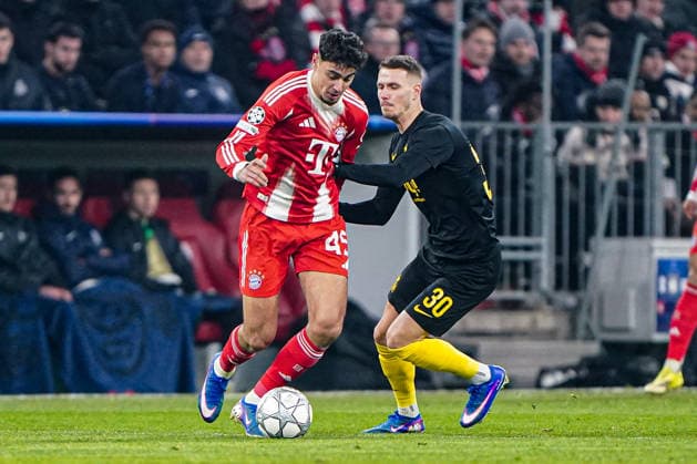 2026-01-21 FC Bayern München v R. Union Saint-Gilloise - UEFA Champions League 2025 26 League Phase MD7 MUNICH, GERMANY - JANUARY 21: Aleksandar Pavlovi-? of FC Bayern M++nchen, Raul Florucz of R. Union Saint-Gilloise battle for the ball during the UEFA Champions League 2025 26 League Phase MD7 match between FC Bayern M++nchen and R. Union Saint-Gilloise at Football Arena Munich on January 21, 2026 in Munich, Germany. Munich Football Arena Munich Germany Content not available for redistribution in The Netherlands directly or indirectly through any third parties. Copyright: xAndrexWeeningx