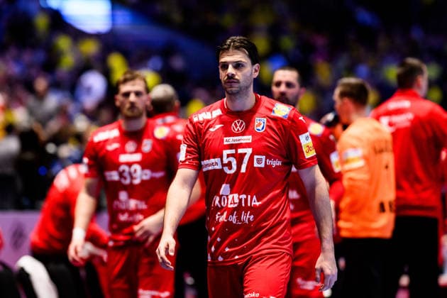 260121 Filip Glavas of Croatia looks dejected during the EHF European Handball Championship preliminary round match between Sweden and Croatia on January 21, 2026 in Malmö Photo Petter Arvidson BILDBYRAN kod PA PA1130 handball handball handball handballs em 2026 sverige sweden croatia kroatien ehf european handball championship sverige bbeng grappa33 depp sverige sweden  Copyright: PETTERxARVIDSON BB260121PA173