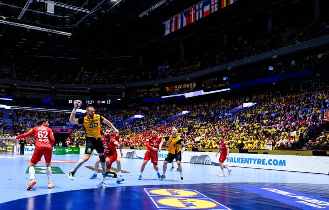260121 Jim Gottfridsson of Sweden during the EHF European Handball Championship preliminary round match between Sweden and Croatia on January 21, 2026 in Malmö Photo Petter Arvidson BILDBYRAN kod PA PA1130 handball handball handballs em 2026 sverige sweden croatia kroatien ehf european handball championship sverige bbeng grappa33 sverige sweden  Copyright: PETTERxARVIDSON BB260121PA179