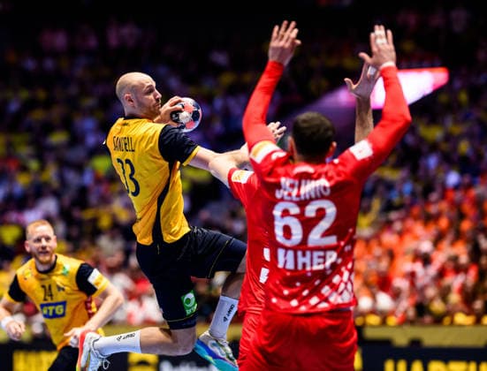 260121 Lukas Sandell of Sweden during the EHF European Handball Championship preliminary round match between Sweden and Croatia on January 21, 2026 in Malmö Photo Petter Arvidson BILDBYRAN kod PA PA1130 handball handball handballs em 2026 sverige sweden croatia kroatien ehf european handball championship sverige bbeng grappa33 sverige sweden  Copyright: PETTERxARVIDSON BB260121PA186