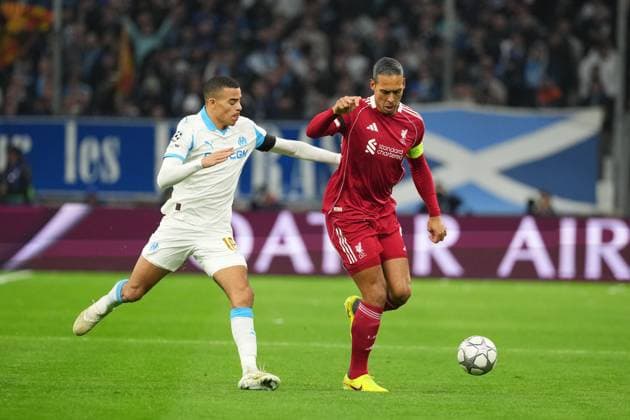 Virgil van Dijk of Liverpool and Mason Greenwood of Marseille Marseille v Liverpool, UEFA Champions League, Group Stage, Football, Orange Velodrome, Marseille, France - 21 Jan 2026Marseille Orange Vélodrome France EDITORIAL USE ONLY No use with unauthorised audio, video, data, fixture lists, club league logos or live services. Online in-match use limited to 120 images, no video emulation. No use in betting, games or single club league player publications. Copyright: xDavexWinter Shutterstockx 16348361az