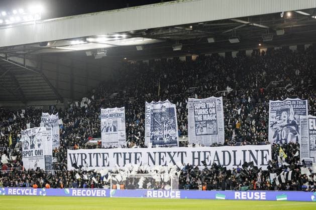 NEWCASTLE - Newcastle FC supporters display banners in the stands during the UEFA Champions League match between Newcastle United FC and PSV Eindhoven at St. James Park Stadium on January 21, 2026, in Newcastle, United Kingdom. SEM VAN DER WAL ANP UEFA Champions League 2025-2026 xVIxANPxSportx xxANPxIVx 548185149 originalFilename: 548185149.jpg