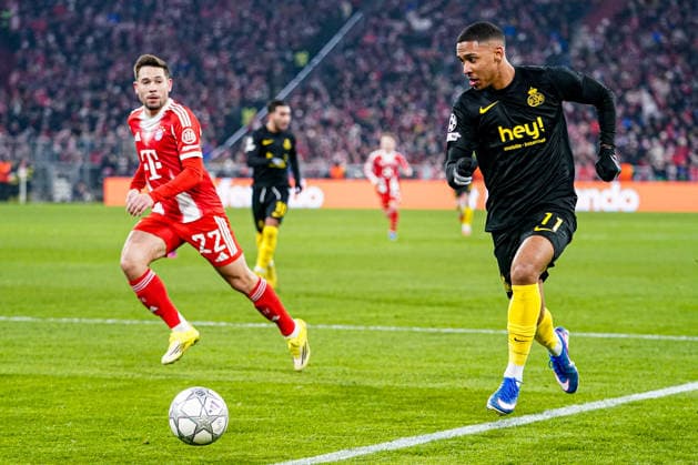 2026-01-21 FC Bayern München v R. Union Saint-Gilloise - UEFA Champions League 2025 26 League Phase MD7 MUNICH, GERMANY - JANUARY 21: Guilherme Smith of R. Union Saint-Gilloise dribbles during the UEFA Champions League 2025 26 League Phase MD7 match between FC Bayern M++nchen and R. Union Saint-Gilloise at Football Arena Munich on January 21, 2026 in Munich, Germany. Munich Football Arena Munich Germany Content not available for redistribution in The Netherlands directly or indirectly through any third parties. Copyright: xAndrexWeeningx