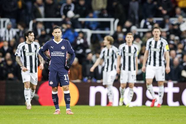 NEWCASTLE - Mauro Junior of PSV Eindhoven reacts after the 0-2 goal during the UEFA Champions League match between Newcastle United FC and PSV Eindhoven at St. James Park Stadium on January 21, 2026, in Newcastle, United Kingdom. SEM VAN DER WAL ANP UEFA Champions League 2025-2026 xVIxANPxSportx xxANPxIVx 548187009 originalFilename: 548187009.jpg