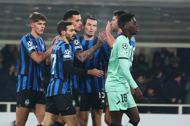 January 21, 2026, Bergamo, Italy: Atalanta s Gianluca Scamacca celebrates after goal with his teammates during the UEFA Champions League soccer match between Atalanta BC and Athletic Club at the Bergamo Stadium in Bergamo, Italy, 21 January 2026. ANSA MICHELE MARAVIGLIA Champions League: Atalanta-Athletic Club  - ZUMAa110 20260121_zaf_a110_046 Copyright: xMichelexMaravigliax