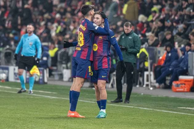 Fermin Lopez a goal celebrate during UEFA Champions league match, SK Slavia Praha - FC Barcelona, Barca , 21 january 2026, Fortuna Arena, Praha, Czech republic Copyright: xMICHALxFAJT,ZOSPORTU.SKx FAJ_9846