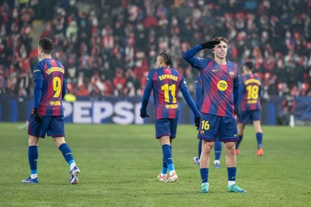 Fermin Lopez a goal celebrate during UEFA Champions league match, SK Slavia Praha - FC Barcelona, Barca , 21 january 2026, Fortuna Arena, Praha, Czech republic Copyright: xMICHALxFAJT,ZOSPORTU.SKx FAJ_9898