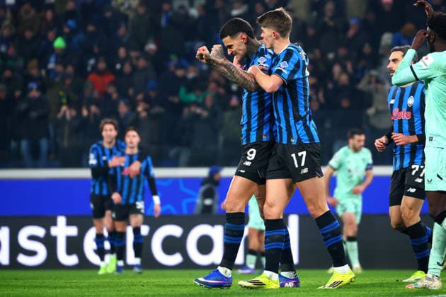 January 21, 2026, Bergamo, Italy: Atalanta s Gianluca Scamacca celebrates after goal 1-0 with his teammate Charles De Ketelaere during the UEFA Champions League soccer match between Atalanta BC and Athletic Club at the Bergamo Stadium in Bergamo, Italy, 21 January 2026. ANSA MICHELE MARAVIGLIA Champions League: Atalanta-Athletic Club  - ZUMAa110 20260121_zaf_a110_048 Copyright: xMichelexMaravigliax