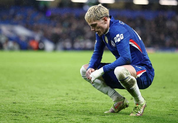 London, England, 21st January 2026. Alejandro Garnacho of Chelsea reacts during the Chelsea vs Pafos FC UEFA Champions League match at Stamford Bridge, London. Picture credit should read: David Klein Sportimage EDITORIAL USE ONLY. No use with unauthorised audio, video, data, fixture lists, club league logos or live services. Online in-match use limited to 120 images, no video emulation. No use in betting, games or single club league player publications. SPI_032_DK_CHELSEA_PAFOS SPI-4466-0032