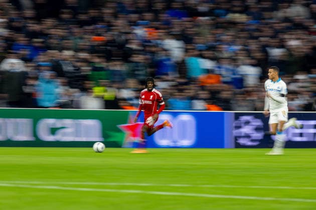 Football - UEFA Champions League - League Phase - Olympique de Marseille v Liverpool FC MARSEILLE, FRANCE - Wednesday, January 21, 2026: Liverpool s Jeremie Frimpong during the UEFA Champions League match between Olympique de Marseille and Liverpool FC at the Stade VÃ lodrome. (Photo by David Rawcliffe Propaganda) MARSEILLE Stade VÃ lodrome BOUCHES-DU-RHÃ NE FRANCE  Copyright: xDavidxRawcliffex P2026-01-21-Marseille_Liverpool-86