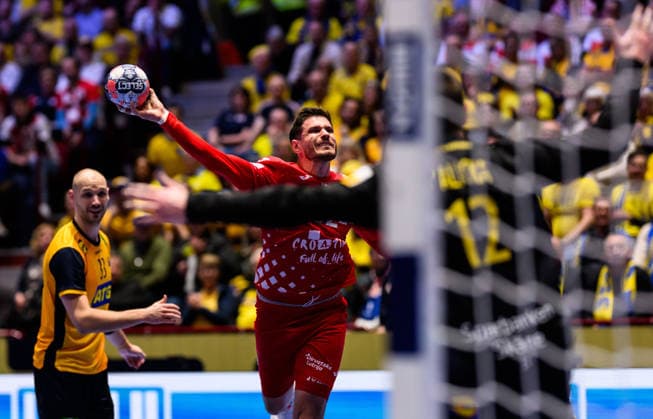 260121 Marin Jelinic of Croatia during the EHF European Handball Championship preliminary round match between Sweden and Croatia on January 21, 2026 in Malmö Photo Petter Arvidson BILDBYRAN kod PA PA1130 handball handball handball handballs em 2026 sverige sweden croatia kroatien ehf european handball championship sverige bbeng grappa33 sverige sweden  Copyright: PETTERxARVIDSON BB260121PA222