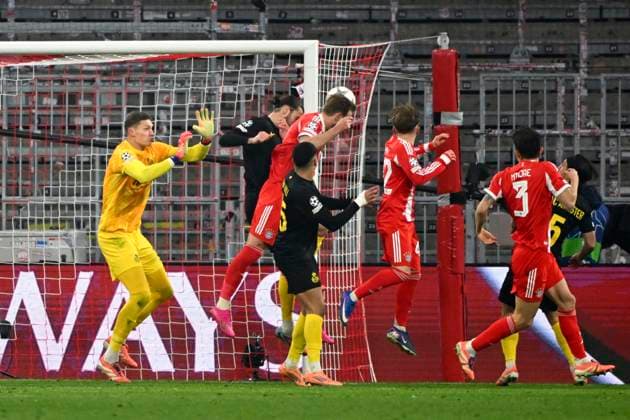 Bayern Munchen v Royale Union Saint-Gilloise - UEFA Champions League MUNICH, GERMANY - JANUARY 21 : Scherpen Kjell goalkeeper of Union Saint-Gilloise and Kane Harry forward of Bayern Munchen scores a goal during the UEFA Champions League 2025 26 League Phase MD7 match between FC Bayern Munchen and Royale Union Saint-Gilloise on January 21, 2026 in Munich, Germany, 21 01 2026 Munich Germany  Copyright: xVincentxKalutx