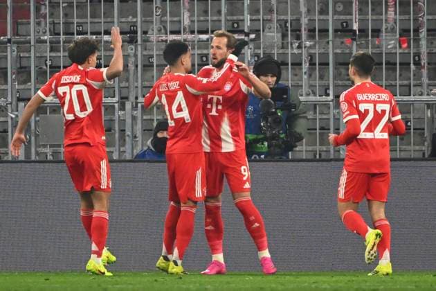 Bayern Munchen v Royale Union Saint-Gilloise - UEFA Champions League MUNICH, GERMANY - JANUARY 21 : Kane Harry forward of Bayern Munchen celebrates scoring a goal with teammates during the UEFA Champions League 2025 26 League Phase MD7 match between FC Bayern Munchen and Royale Union Saint-Gilloise on January 21, 2026 in Munich, Germany, 21 01 2026 Munich Germany  Copyright: xVincentxKalutx