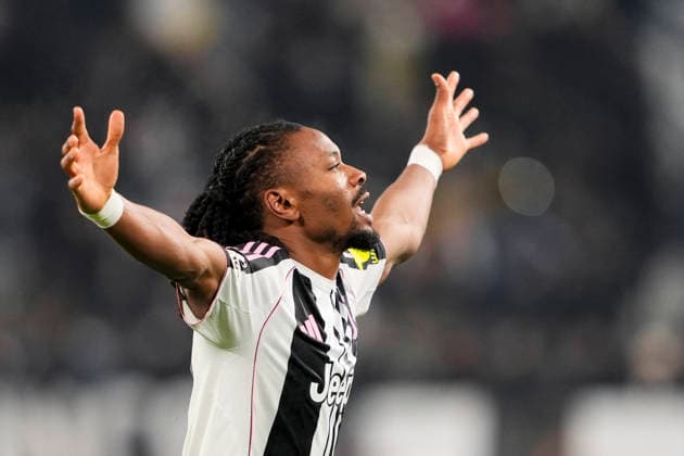 Juventus Khephren Thuram celebrates after scoring the 1-0 goal for his team during the Uefa Champions League soccer match between Juventus and Benfica at the Allianz Stadium in Turin, League phase Matchday 7, north west Italy - January 21, 2026. - Soccer  Copyright: xFabioxFerrari LaPressex
