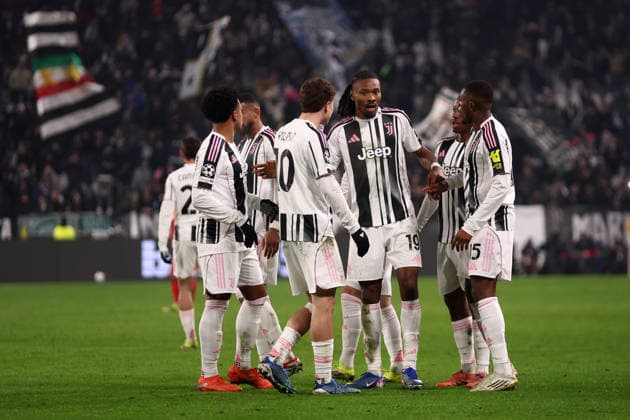 Khephren Thuram (Juventus Fc) celebrates after scoring his team s first goal with team mates, UEFA Champions League 2025 26 League Phase MD7, Juventus v SL Benfica - UEFA Champions League 2025 26 League Phase MD7, Allianz Stadium, January 21, 2026, Turin, Italy.