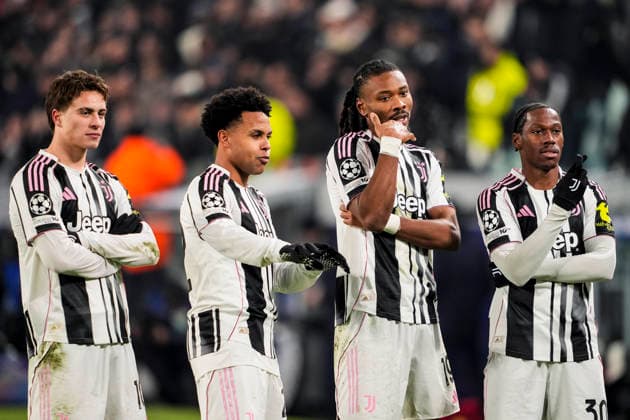 Juventus Khephren Thuram celebrates after scoring the 1-0 goal for his team during the Uefa Champions League soccer match between Juventus and Benfica at the Allianz Stadium in Turin, League phase Matchday 7, north west Italy - January 21, 2026. - Soccer  Copyright: xFabioxFerrari LaPressex