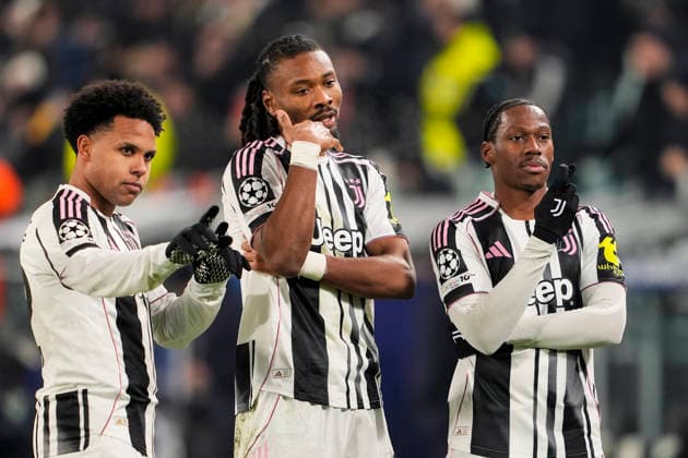 Juventus Khephren Thuram celebrates after scoring the 1-0 goal for his team during the Uefa Champions League soccer match between Juventus and Benfica at the Allianz Stadium in Turin, League phase Matchday 7, north west Italy - January 21, 2026. - Soccer  Copyright: xFabioxFerrari LaPressex