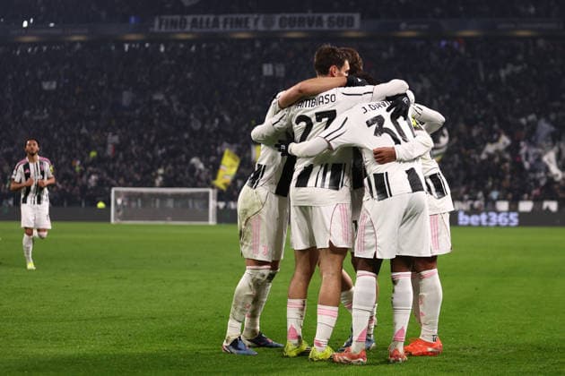 Weston Mckennie (Juventus Fc) celebrates after scoring his team s second goal with team mates, UEFA Champions League 2025 26 League Phase MD7, Juventus v SL Benfica - UEFA Champions League 2025 26 League Phase MD7, Allianz Stadium, January 21, 2026, Turin, Italy.