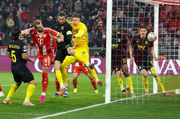 Harry Kane 9 FC Bayern Muenchen scores to make it 1-0 with a header, Kjell Scherpen 37 Royale Union Saint Gilloise , FC Bayern Muenchen vs Royale Union Saint Gilloise, Football, Champions League, Matchday 7, 21 01 2026 Muenchen Bayern Germany Copyright: xkolbert-press ChristianxKolbertx