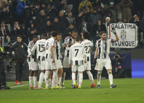 Khephren Thuram of Juventus FC celebrating with team mates after a goal during the Uefa Champions League 2025 26 season football match between Juventus FC and SL Benfica on 21 January 2026 at Allianz Stadium, Turin, Italy. Photo Nderim KACELI  Copyright: xNderimxKaceli IPAxSportx xipa-agency.netx xx IPA_70389745 IPA_Agency_IPA70389745
