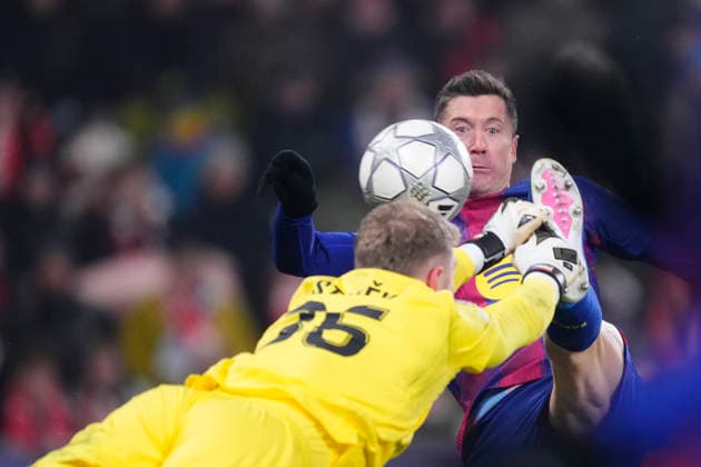 SK Slavia Praha v FC Barcelona, Barca - UEFA Champions League 2025 26 League Phase MD7 Robert Lewandowski centre-forward of Barcelona and Poland shooting to goal and score during the UEFA Champions League 2025 26 League Phase MD7 match between SK Slavia Praha and FC Barcelona at Eden Arena on January 21, 2026 in Prague, Czech Republic. Prague Czech Republic  Copyright: xJosexBretonx originalFilename:bretonhernandez-skslavia260121_npWm5.jpg