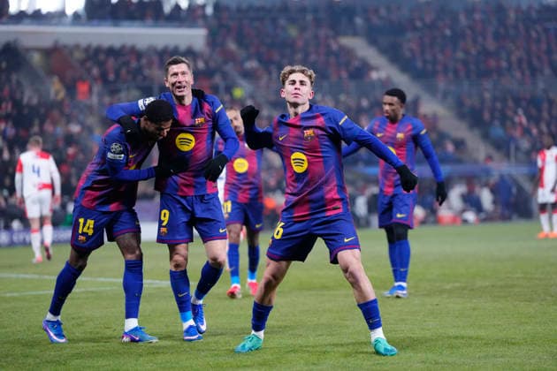 SK Slavia Praha v FC Barcelona, Barca - UEFA Champions League 2025 26 League Phase MD7 Robert Lewandowski centre-forward of Barcelona and Poland celebrates after scoring his sides first goal during the UEFA Champions League 2025 26 League Phase MD7 match between SK Slavia Praha and FC Barcelona at Eden Arena on January 21, 2026 in Prague, Czech Republic. Prague Czech Republic  Copyright: xJosexBretonx originalFilename:bretonhernandez-skslavia260121_npHeB.jpg
