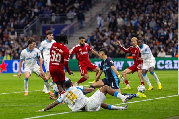 Football - UEFA Champions League - League Phase - Olympique de Marseille v Liverpool FC MARSEILLE, FRANCE - Wednesday, January 21, 2026: Liverpool s Jeremie Frimpong scores his side s second goal during the UEFA Champions League match between Olympique de Marseille and Liverpool FC at the Stade VÃ lodrome. (Photo by David Rawcliffe Propaganda) MARSEILLE Stade VÃ lodrome BOUCHES-DU-RHÃ NE FRANCE  Copyright: xDavidxRawcliffex P2026-01-21-Marseille_Liverpool-109