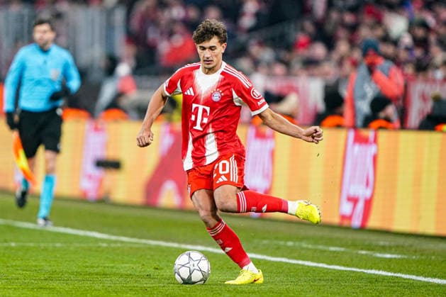 2026-01-21 FC Bayern München v R. Union Saint-Gilloise - UEFA Champions League 2025 26 League Phase MD7 MUNICH, GERMANY - JANUARY 21: Tom Bischof of FC Bayern Munchen dribbles during the UEFA Champions League 2025 26 League Phase MD7 match between FC Bayern M++nchen and R. Union Saint-Gilloise at Football Arena Munich on January 21, 2026 in Munich, Germany. Munich Football Arena Munich Germany Content not available for redistribution in The Netherlands directly or indirectly through any third parties. Copyright: xAndrexWeeningx