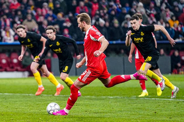 2026-01-21 FC Bayern München v R. Union Saint-Gilloise - UEFA Champions League 2025 26 League Phase MD7 MUNICH, GERMANY - JANUARY 21: Harry Kane of FC Bayern Munchen takes a penalty during the UEFA Champions League 2025 26 League Phase MD7 match between FC Bayern M++nchen and R. Union Saint-Gilloise at Football Arena Munich on January 21, 2026 in Munich, Germany. Munich Football Arena Munich Germany Content not available for redistribution in The Netherlands directly or indirectly through any third parties. Copyright: xAndrexWeeningx