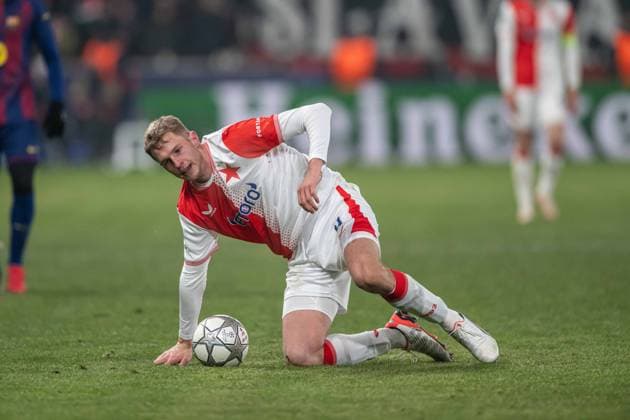 Disappointed David Zima during UEFA Champions league match, SK Slavia Praha - FC Barcelona, Barca , 21 january 2026, Fortuna Arena, Praha, Czech republic Copyright: xMICHALxFAJT,ZOSPORTU.SKx MAR_0238