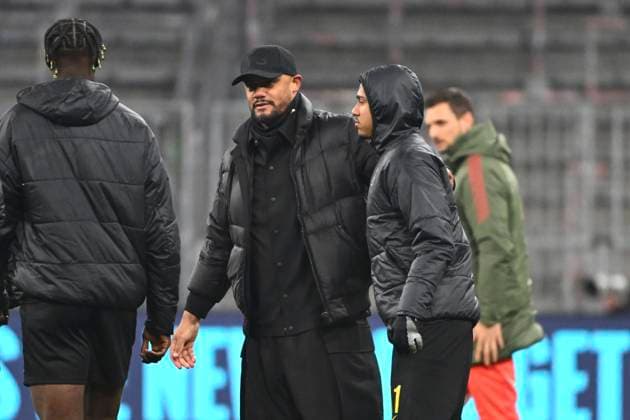 Bayern Munchen v Royale Union Saint-Gilloise - UEFA Champions League MUNICH, GERMANY - JANUARY 21 : Kompany Vincent coach of Bayern Munchen and Smith Guilherme forward of Union Saint-Gilloise after the UEFA Champions League 2025 26 League Phase MD7 match between FC Bayern Munchen and Royale Union Saint-Gilloise on January 21, 2026 in Munich, Germany, 21 01 2026 Munich Germany  Copyright: xVincentxKalutx