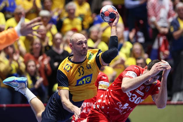 Sweden v Croatia - Men s EHF EURO 2026 MALMO, SWEDEN - JANUARY 21: Lukas Sandell of Sweden in action during the Men s EHF Euro 2026 - Preliminary Round - Group E match between Sweden and Croatia at Malmo Arena on January 21, 2026 in Malmo, Sweden.  SanjinxStrukic PIXSELL