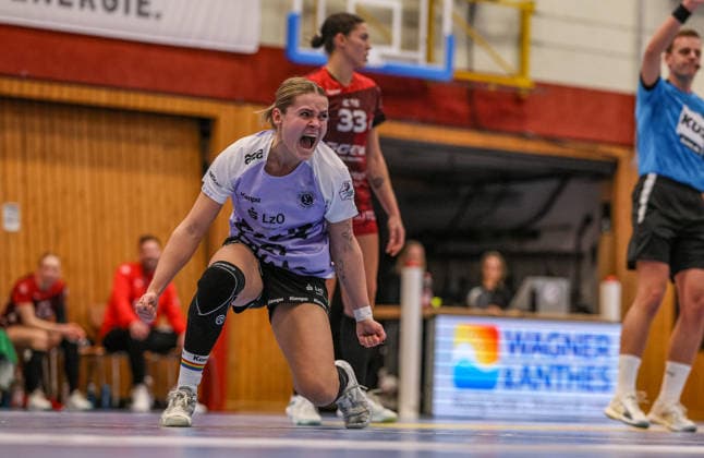 GER, Bensheim, HSG Bensheim Auerbach Flames vs Vfl Oldenburg, Alsco Handball Bundesliga Frauen, Handball, DHB, Spielzeit 2025 2026, Weststadthalle Bensheim, 14 Spieltag im Bild Joanna Granicka VfL Oldenburg Handball 21 , Jubel, Emotionen, Tor DFB DFL REGULATIONS PROHIBIT ANY USE OF PHOTOGRAPHS AS IMAGE SEQUENCES AND OR QUASI VIDEO, 21 01 2026 Copyright: HMBxMedia HendrikxHamelau