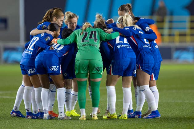 Manchester City v Chelsea - Subway Women s League Cup Semi Final Chelsea players huddle during the FA Women s League Cup match between Manchester City and Chelsea at the Joie Stadium in Manchester, England, on January 21, 2026. Manchester United Kingdom  Copyright: xMIxNewsx originalFilename:fletcher-manchest260121_npliM.jpg