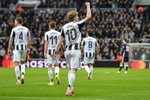 Newcastle United v PSV Eindhoven UEFA Champions League Anthony Gordon of Newcastle United scores his teams second goal and celebrates his goal during the UEFA Champions League match at St. James s Park, Newcastle 21 01 2026 UK Newspapers OUT Copyright: xJamiexJohnstonx FIL-22840-0238
