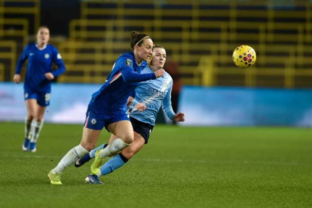 Lauren Hemp (11 Manchester City) and Lucy Bronze (during the Subway League cup match between Manchester City and Chelsea at the Joie Stadium, Manchester England. Copyright: xClarexOverfieldx xSPPx Sportspressphoto_SPR84146